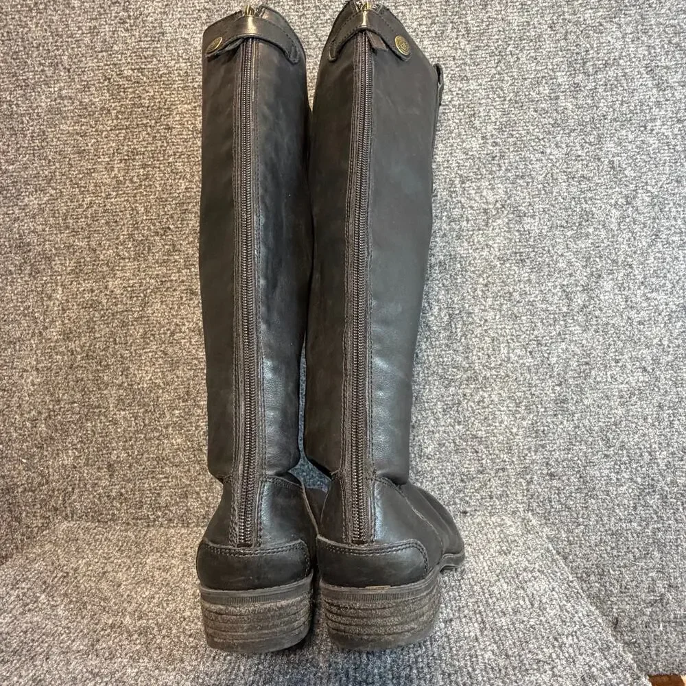 Sam Edelman Penny Black Leather Knee High Tall Riding Boots Size 8 Equestrian